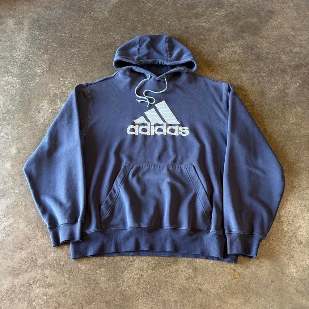 Adidas Y2K Center Logo Hoodie Navy Men's XL
